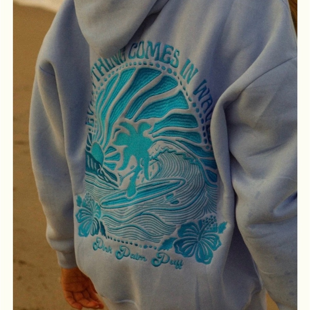 PINK PALM PUFF HOODIE